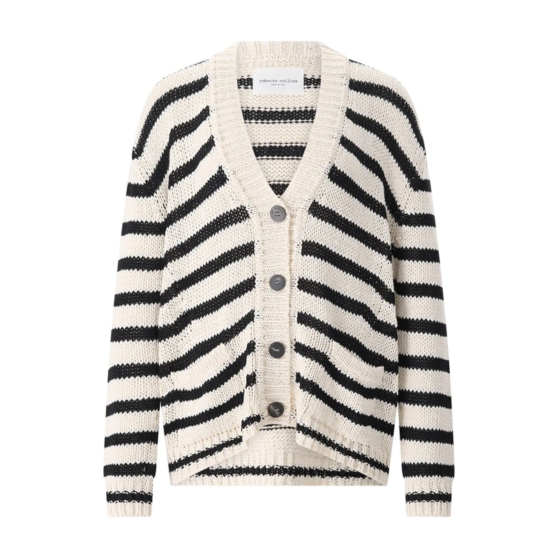 Roberto Collina Strickjacke Strickjacke aus Baumwolle weiß