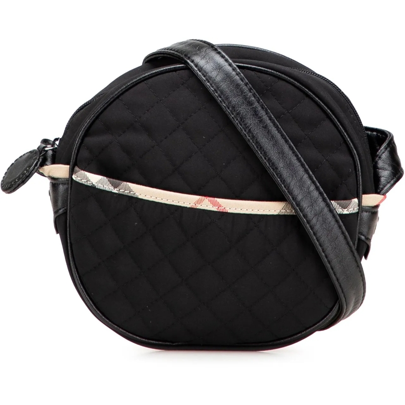 Burberry Sac à bandoulière Nova Check Trimmed Quilted Nylon Round Crossbody schwarz