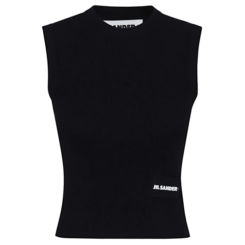 Jil Sander Top Ribbed Cotton Sleeveless Top Black