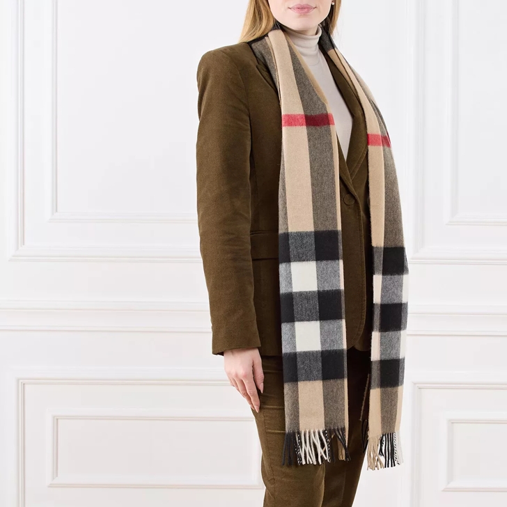 Burberry Half Mega Checked Scarf Beige Echarpe en cachemire