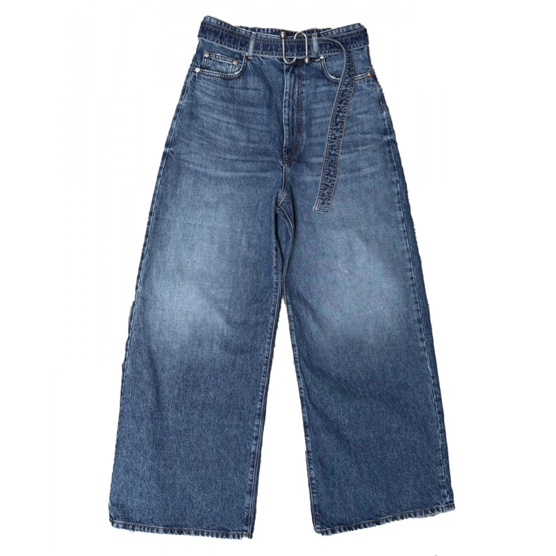 Sportmax Jeans Boyfriend SPORTMAX Weite Jeans mit Denimgürtel mehrfarbig