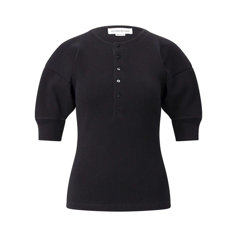 Victoria Beckham Hemd T-Shirt mit Ballonärmel Schwarz