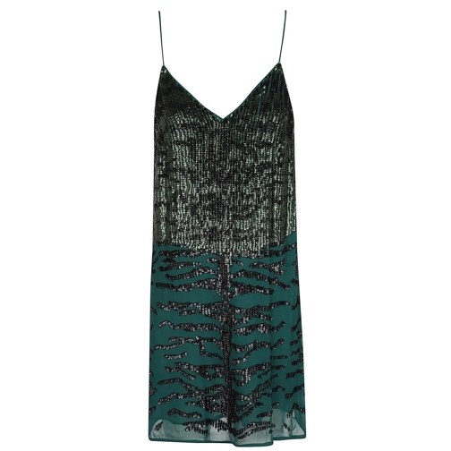 Pinko Abendkleider Sequin Zebra Dress Green