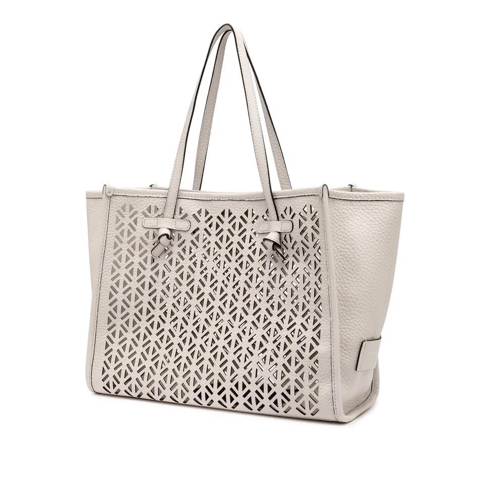 Gianni Chiarini Shoppers & Totes Marcella Perforated Double Bubble Leather Shoulder in beige