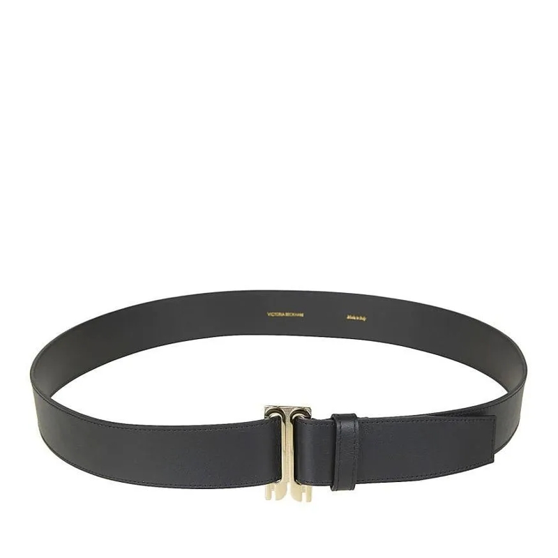 Victoria Beckham Ledergürtel Geometric Black Leather Belt Grey(Image 2)