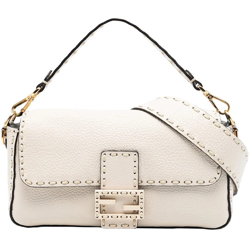 Fendi Schultertasche Medium Leather Selleria Baguette Satchel braun