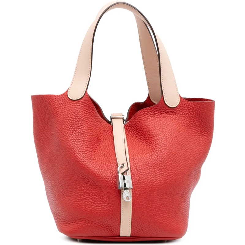 Hermès Fourre-tout Bicolor Clemence and Swift Picotin Lock 22 rot