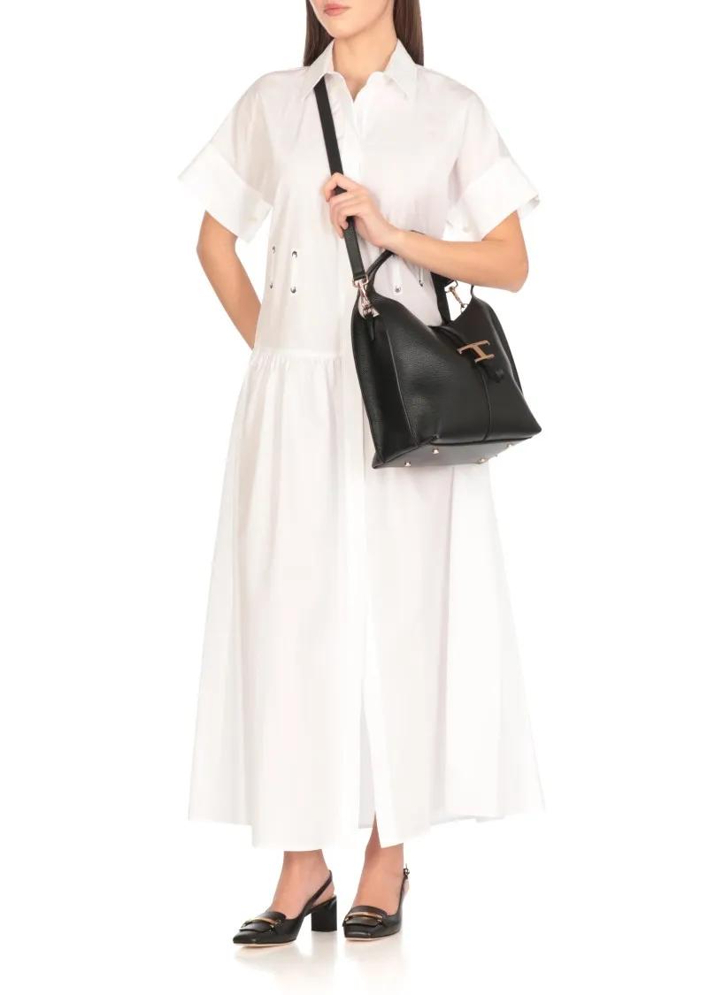 TOD'S Shoppers & Totes Black Leather Shoulder Bag in zwart