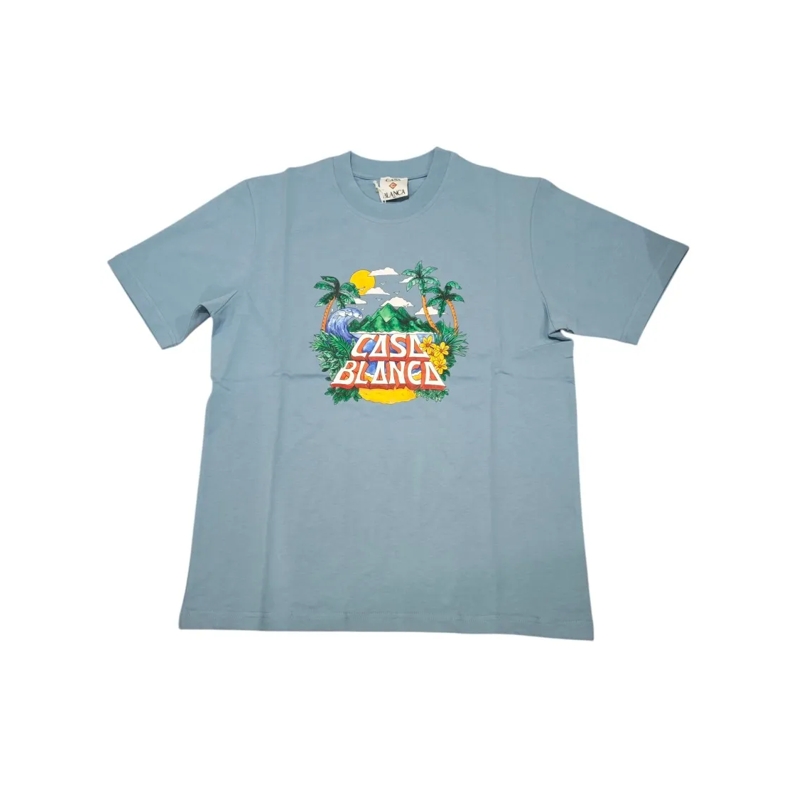 Casablanca T-shirt Vibrant Graphic Short-Sleeve T-Shirt With Tropical Blue
