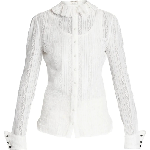 Saint Laurent Blusen Saint Laurent Embroidered Blouse weiß