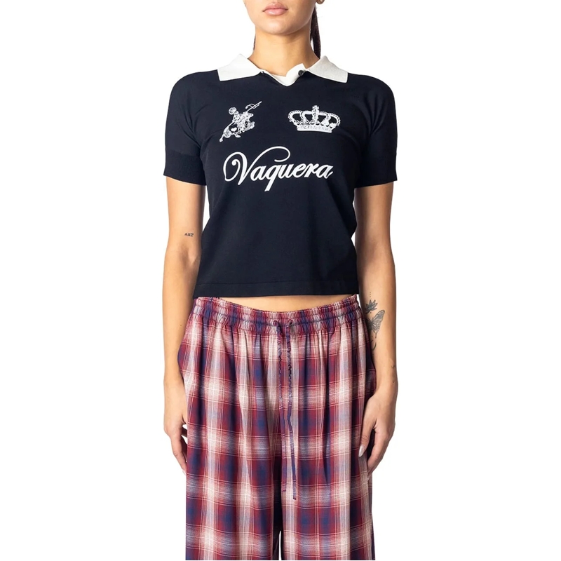 Vaquera T-Shirt POLO WITH SHORT SLEEVES KNIT BLACK schwarz