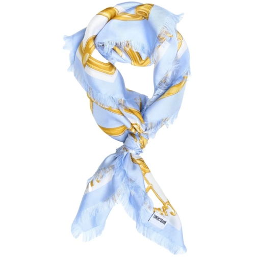 Moschino Écharpe en laine Silk scarf with print blau
