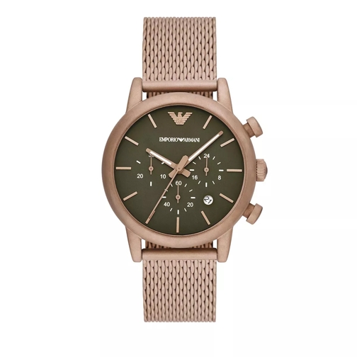 Emporio Armani Chronograph Stainless Steel Watch Beige Gold Chronograph
