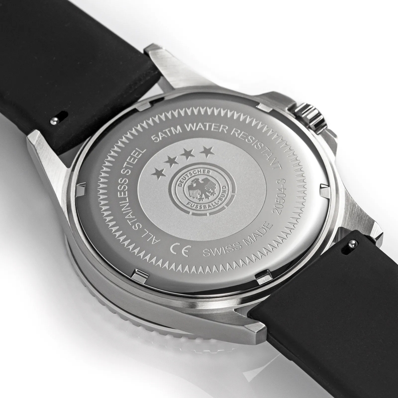 DFB Automatikuhr Quarzuhr DFB Herrenuhr mit Silikonarmband schwarz(Image 4)