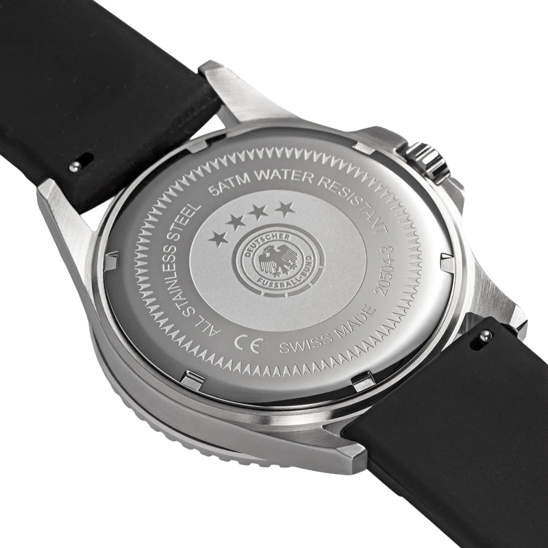 DFB Quarzuhr Quarzuhr DFB Herrenuhr mit Silikonarmband schwarz(Image 4)