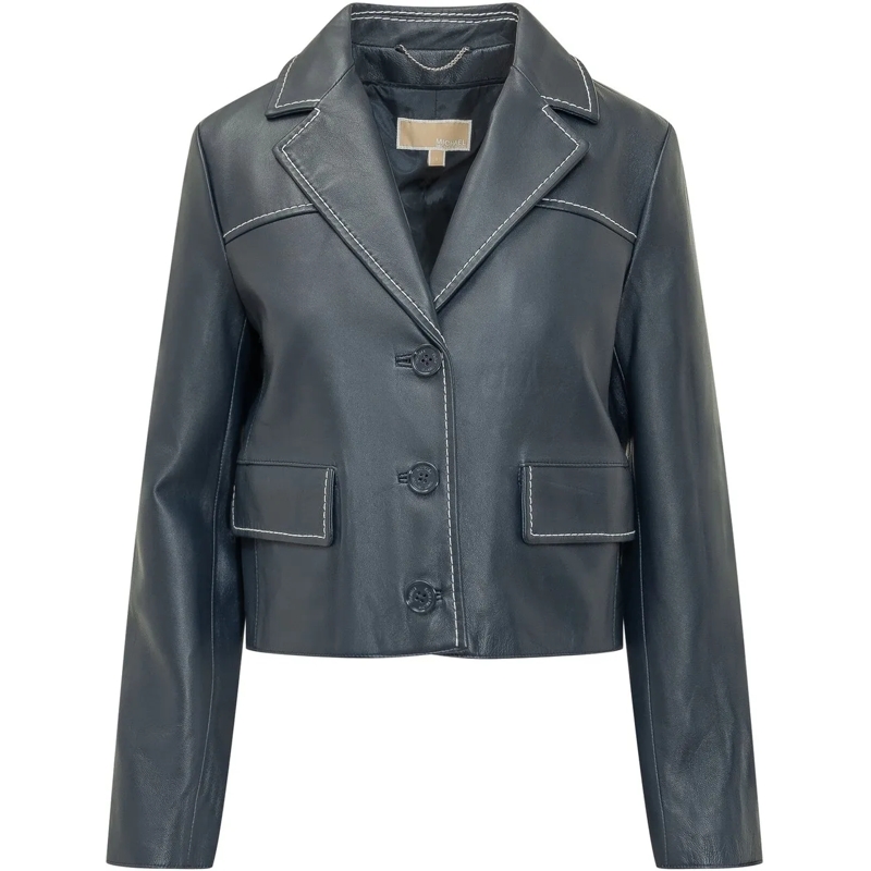 MICHAEL Michael Kors Lederjacke Giacca Pelle Corto blau