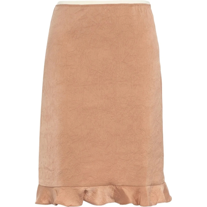 Arte Antwerp Midirock Crinkled satin skirt 'Sesse' braun
