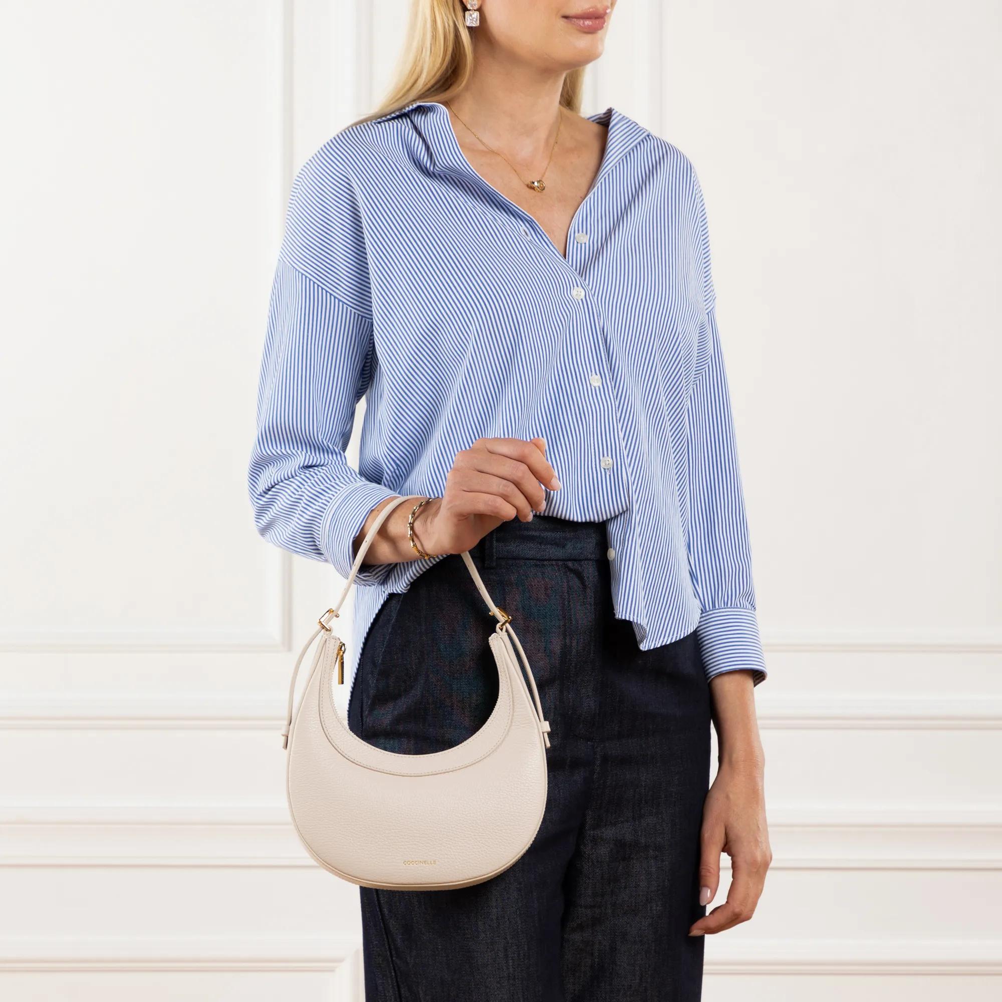 Coccinelle Leren Schouder Crossbody Tas White Dames