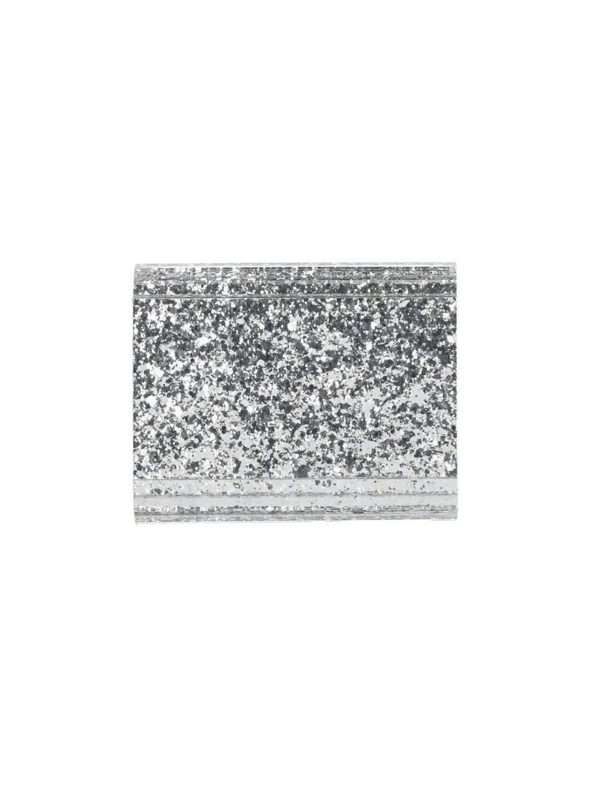 Jimmy Choo Clutches "Candy" Glitter Pouch Silver in zilver