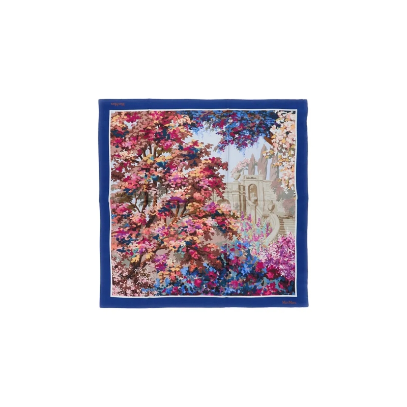 Max Mara Écharpe légère Silk Scarf With Scenic Multicolor Print Multicolor