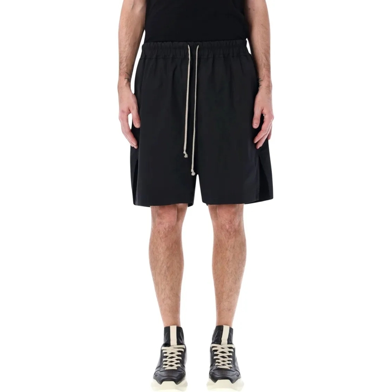 Rick Owens Casual Shorts Knee-Length Poplin Boxers With Dropped Crotch Black