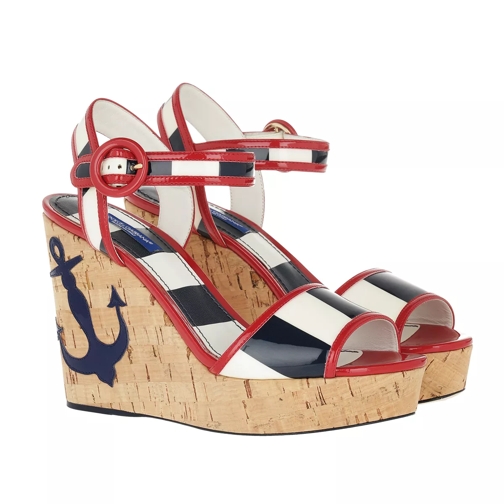 Dolce&Gabbana Cork Wedge Sandals Blue/Red/White Sandaler