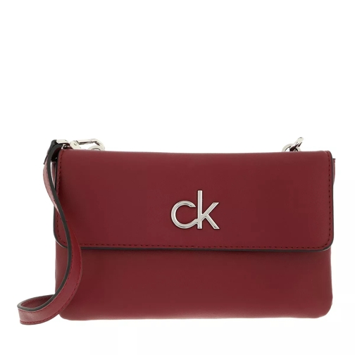 Calvin Klein Re-Lock Ew Double Comp Xbody With Flap Red Currant Crossbody Bag