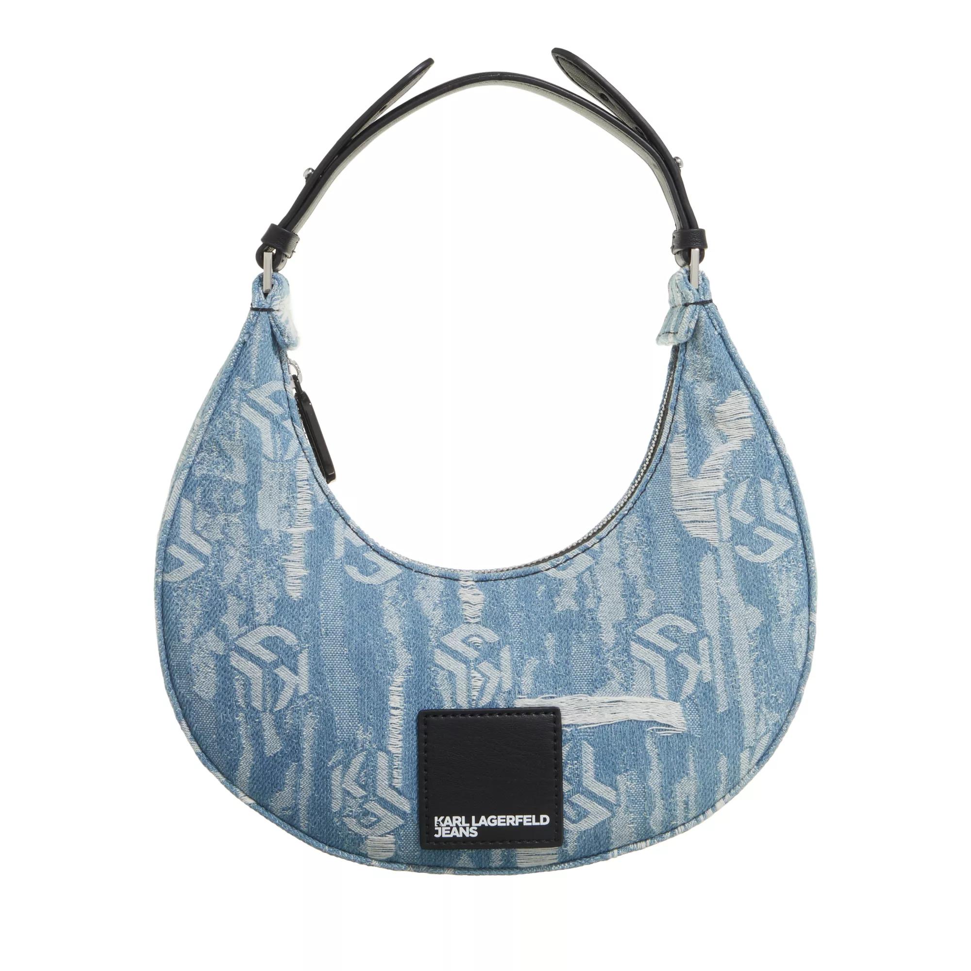 Karl Lagerfeld Jeans Hobo Bag - Dnm Jacquard Sm Halfmoon Shb - Gr. unisize - in Blau - für Damen