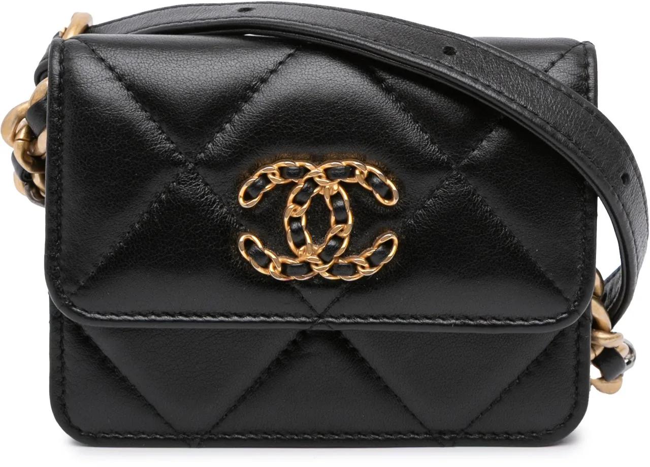 Chanel Hobo Bags - Quilted Lambskin 19 Flap Coin Purse With Chain - Gr. unisize - in Schwarz - für Damen