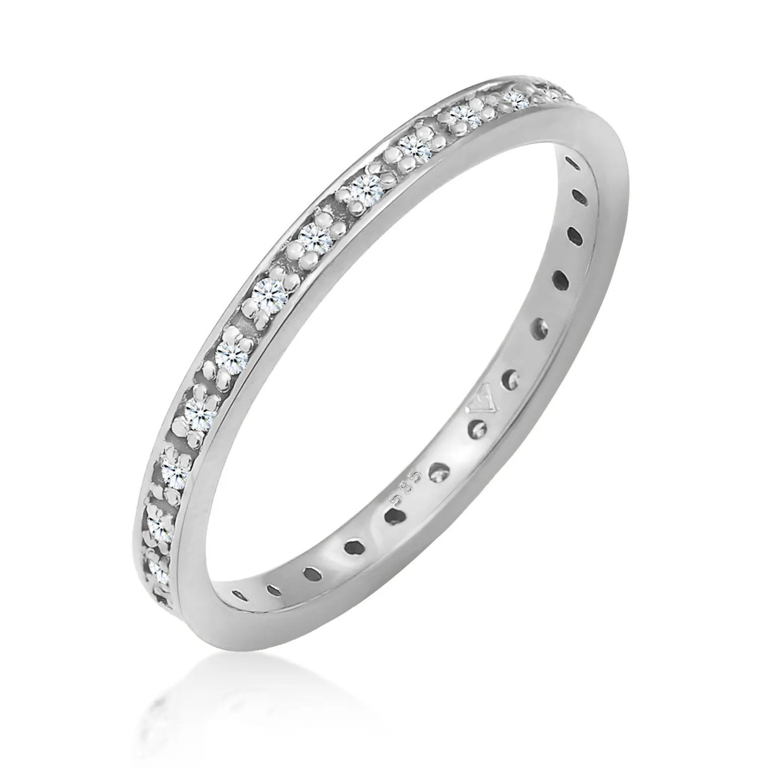 Elli Ringe - Ring Aufsteckring Diamant 0.14 ct. 585 Weißgold - Gr. 52 MM - in Weiß - für Damen