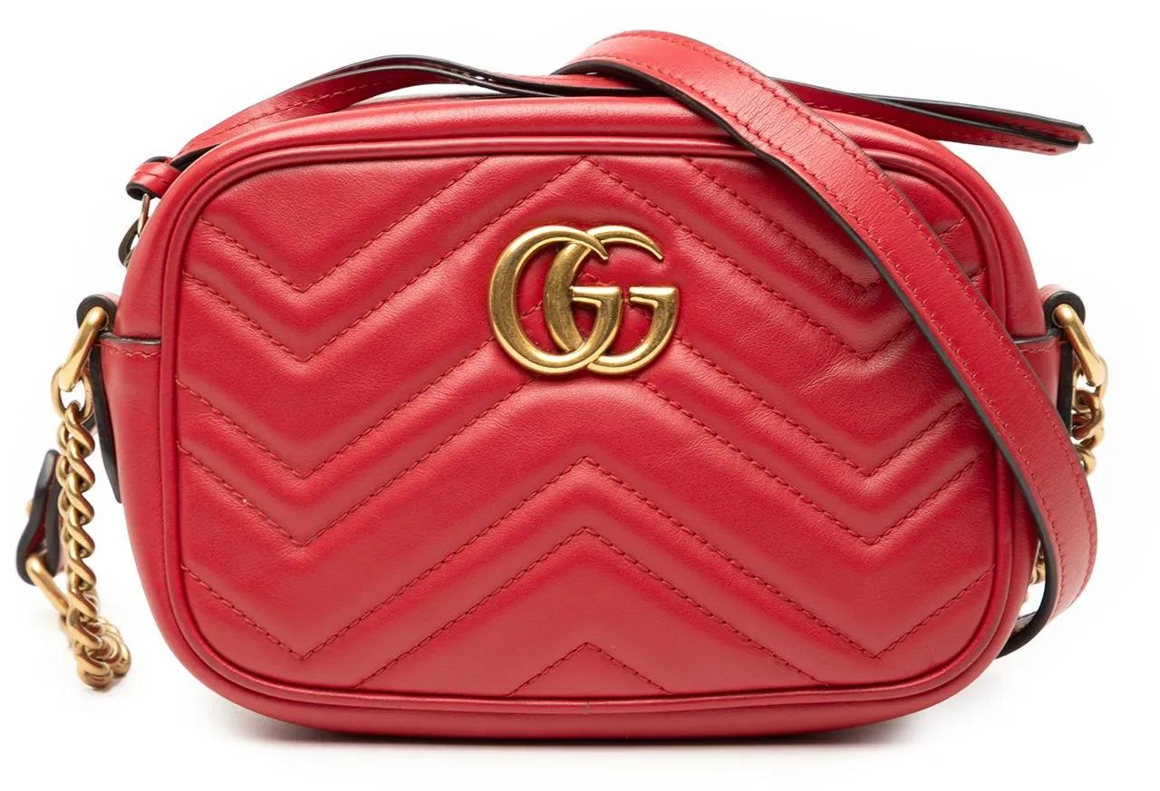 Gucci Hobo Bags - Mini GG Marmont Matelasse Leather Crossbody - Gr. unisize - in Rot - für Damen
