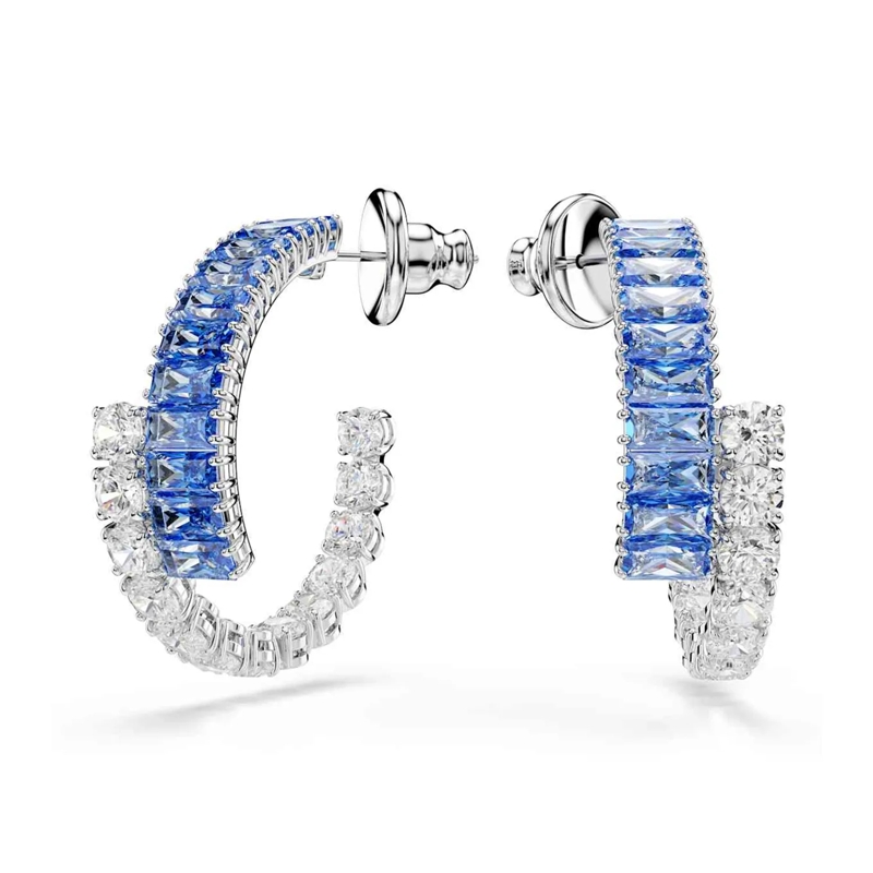 Swarovski Creolen Matrix Ohrringe Blau