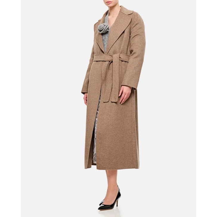 Max Mara Poldo Wool Belted Coat Brown Manteaux transitionnels