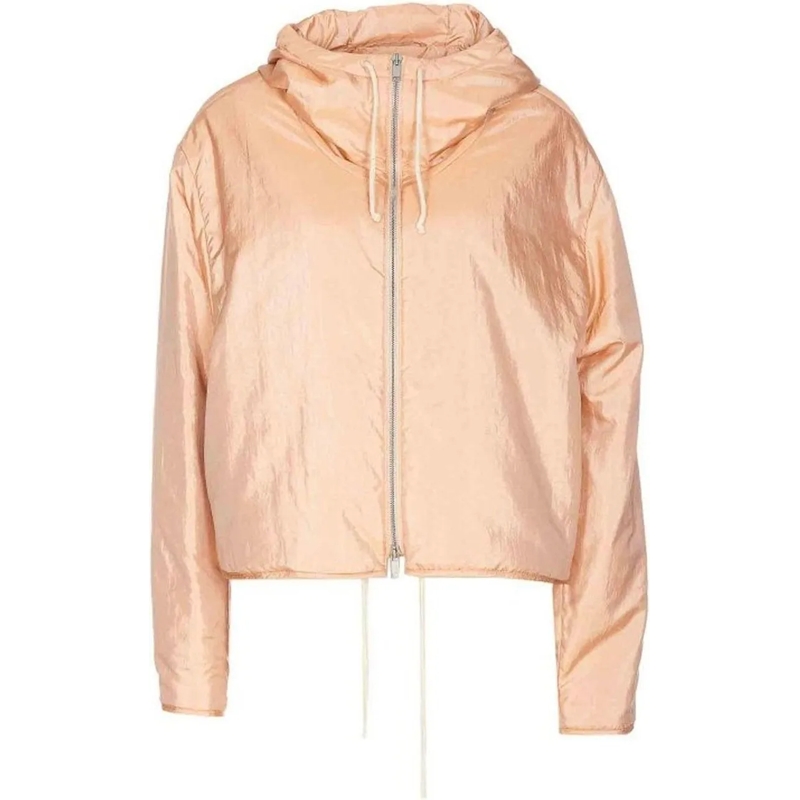 Jil Sander Overgangsjas Jil Sander Blend Silk Zip-Up Hooded Jacket rose