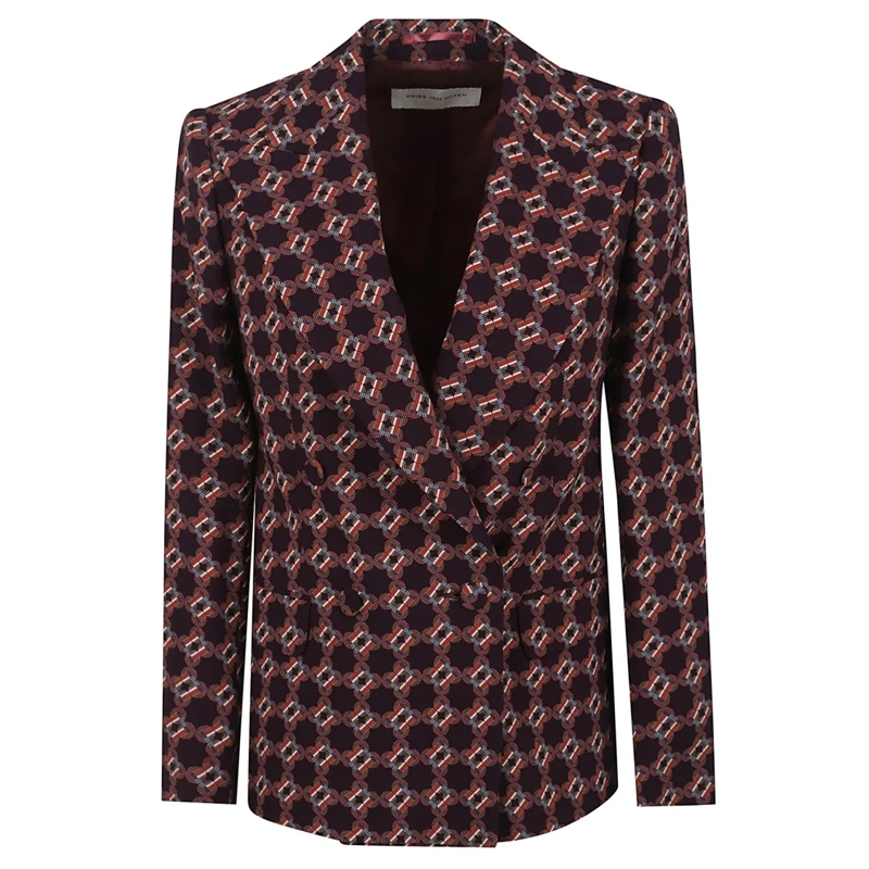 Dries Van Noten Blazer Tailored Blazer With Geometric Pattern In Viscose Purple