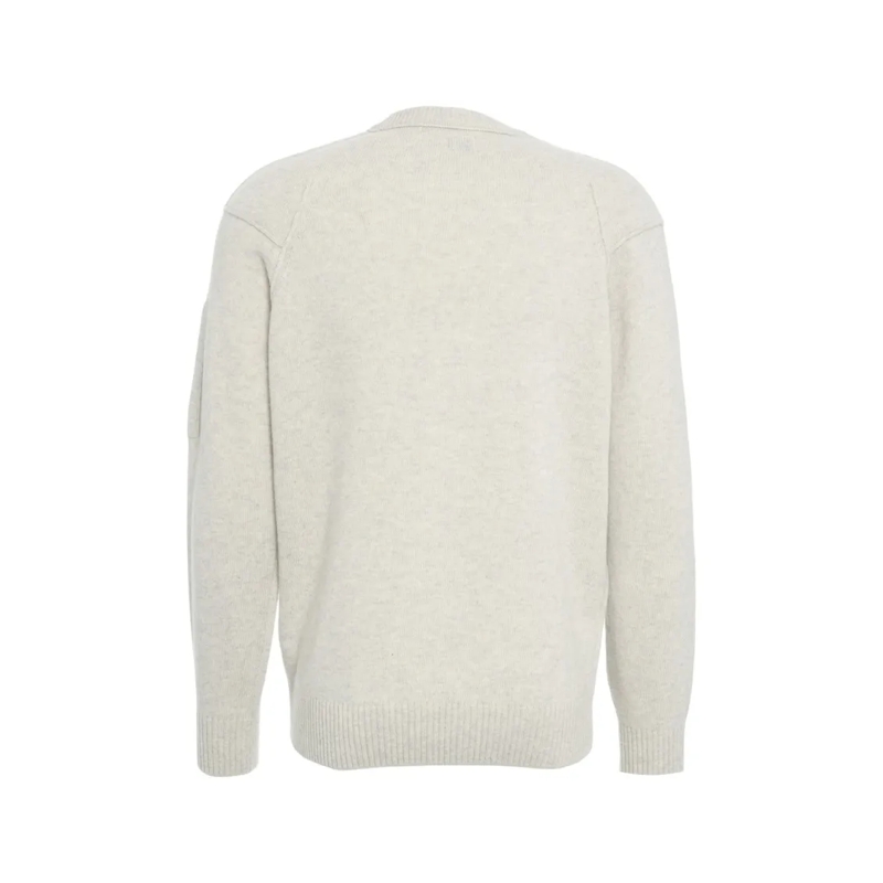 CP Company Trui Light Grey Knit Sweater With Round Neckline And Lo White