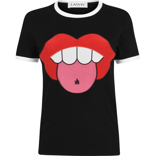 Lanvin T-Shirts Lips Logo T-shirt schwarz