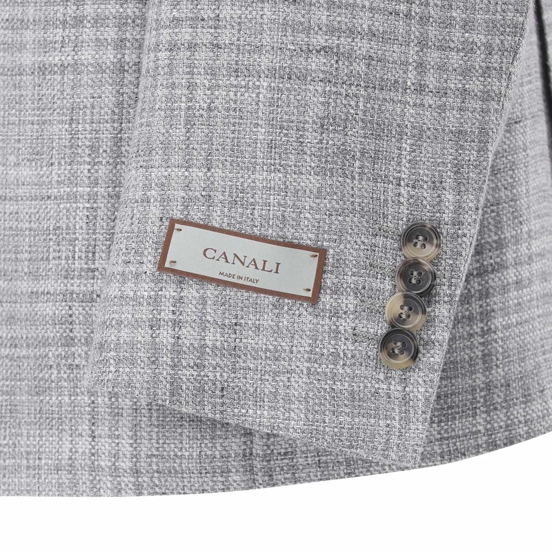 Canali Anzugjacke Sakko Kei aus Leinen und Wolle grau(Image 5)