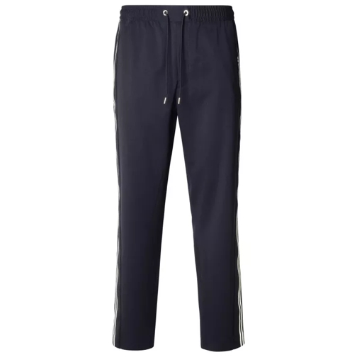 Moncler Navy Virgin Wool Blend Sporty Pants Blue 