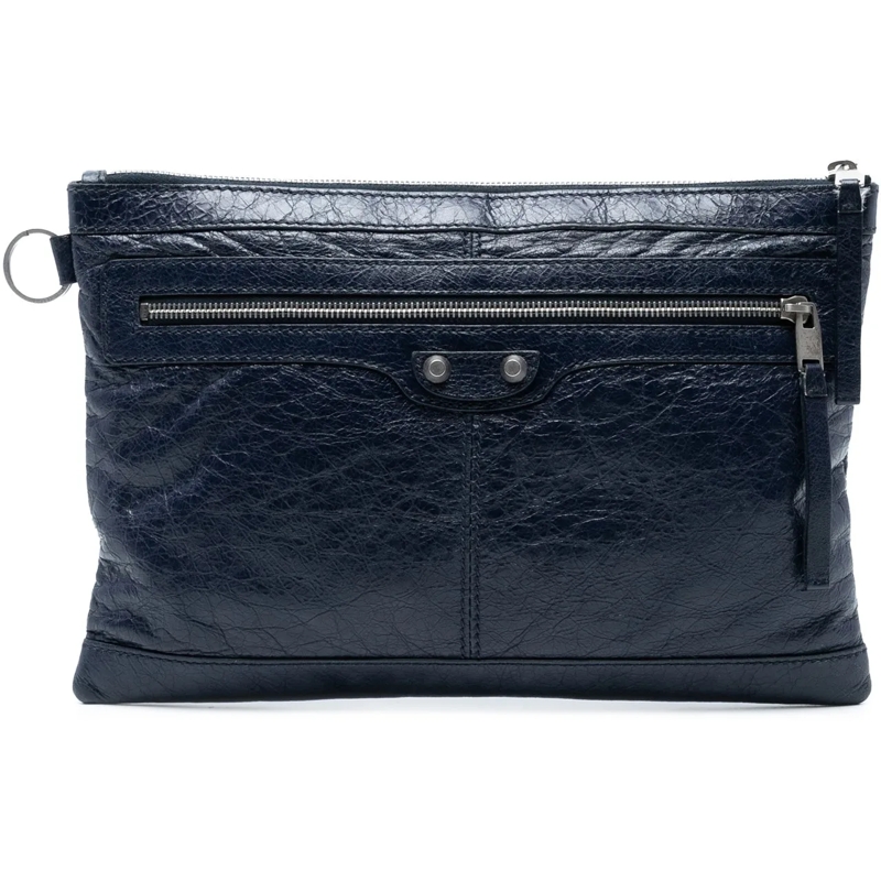 Balenciaga Clutch Lambskin Motocross Classic Clip M Clutch blau