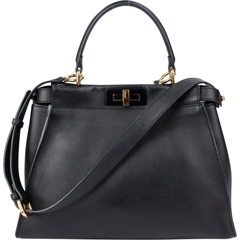 Fendi Tote Fendi Black Leather Peekaboo Handbag schwarz