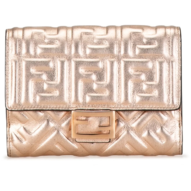 Fendi Kartenhalter Zucca Embossed Compact Wallet gold
