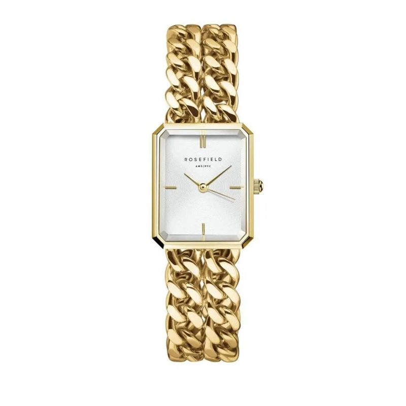 Rosefield Quarzuhr Damenuhr Octagon XS Studio Kettenoptik gold