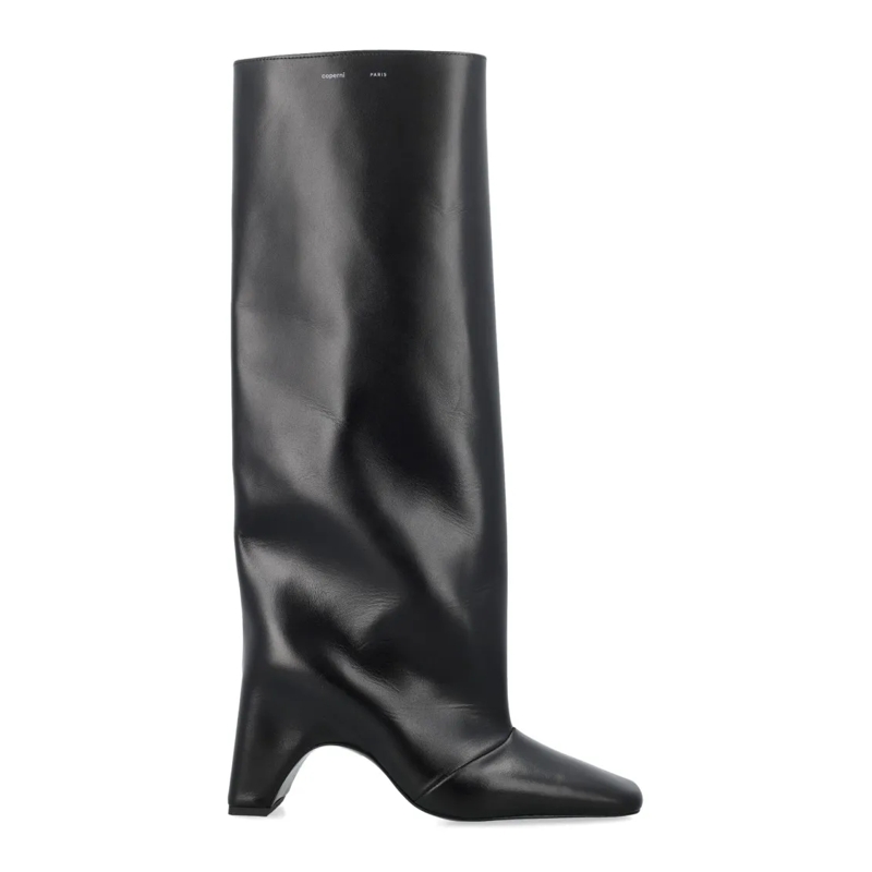 Coperni Stiefel Bridge Leather Knee-High Boot With Bold Block Heel Black