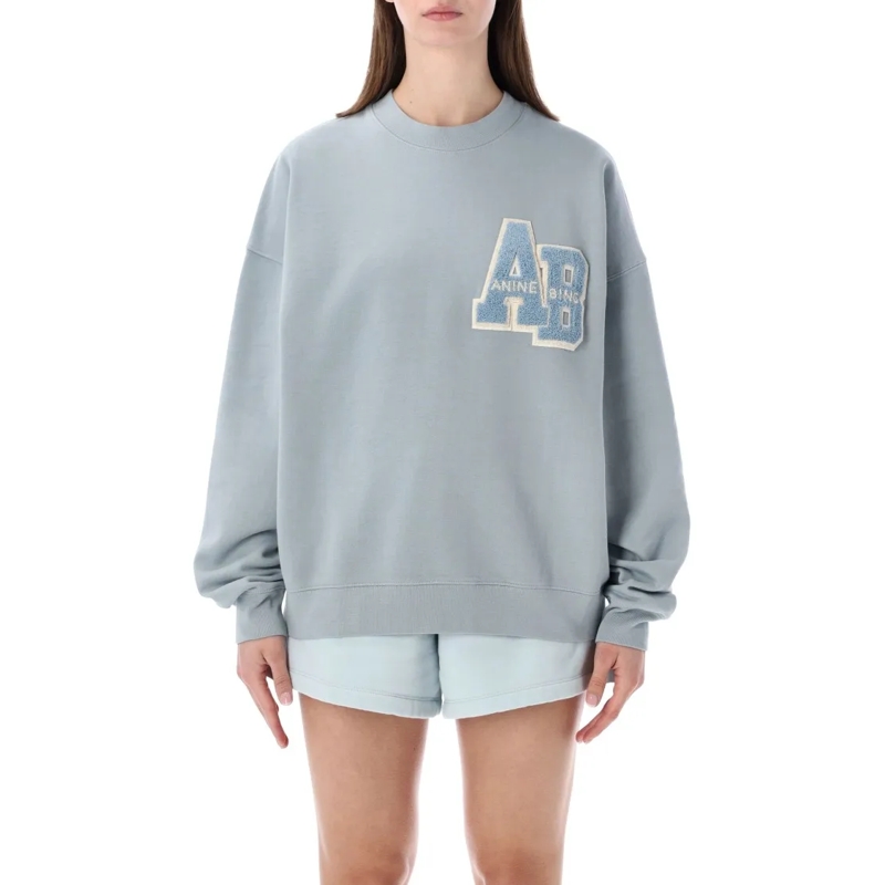 Anine Bing  Miles Oversized Letterman Sweatshirt Grey