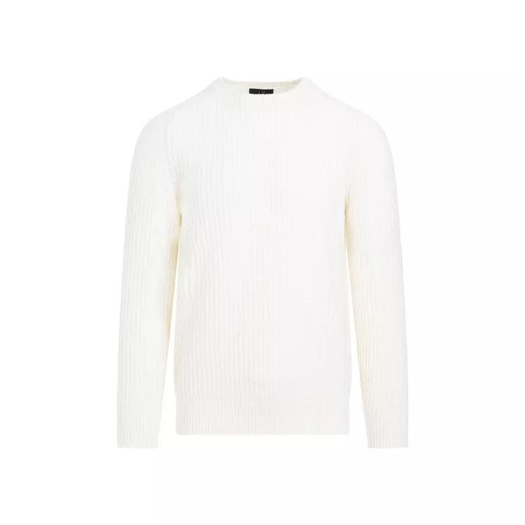 Dunhill - Open Knit Crewneck Off White Cotton Pullover - Größe S - white