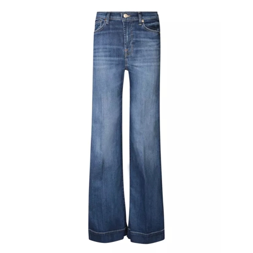 Seven for all Mankind Blue Washed Effect Wide Jeans Blue Jeans