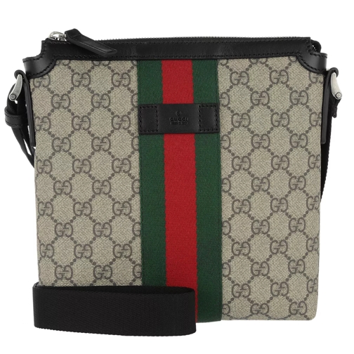 Gucci Web GG Supreme Flat Messenger Beige Ebony Messenger Bag