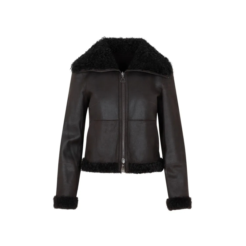 Akris Leren jas Mocca Lamb Leather Jacket Black