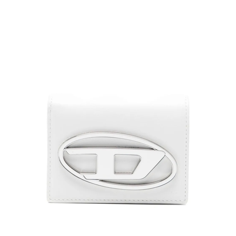 Diesel Geldbörse Rectangular White Leather Wallet With Metallic Emb White